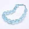 Rough Synthetic Aquamarine Beaded Necklaces NJEW-G924-03-1