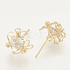 Brass Cubic Zirconia Stud Earrings KK-T029-16G-2