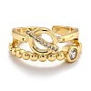 Brass Micro Pave Clear Cubic Zirconia Cuff Rings RJEW-O044-06G-1