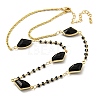 Faceted Fan Glass Beads Bib Necklaces NJEW-R263-20G-1