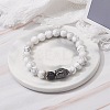 Natural Howlite & Lava Rock Round Beads Energy Power Stretch Bracelet for Men Women BJEW-JB07037-02-2