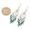 Woven Seed Beads & Natural Magnesite Tassel Earrings EJEW-MZ00154-04-3