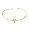 Rack Plating Brass Micro Pave Clear Cubic Zirconia Letter Open Cuff Bangles BJEW-A018-01G-T-2