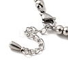 304 Stainless Steel Snowflake Charm Bracelet with 201 Stainless Steel Round Beads for Women BJEW-B057-14P-4