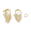 Brass Micro Pave Clear Cubic Zirconia Lobster Claw Clasps ZIRC-Q024-20G-3