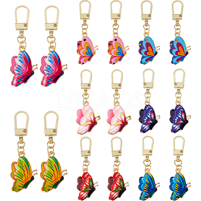 16Pcs 8 Colors Alloy Zipper Pull Tabs HJEW-DC00091-1