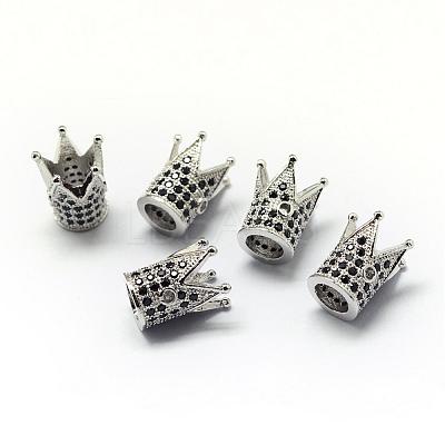 Rack Plating Brass Cubic Zirconia Beads ZIRC-S034-01P-1