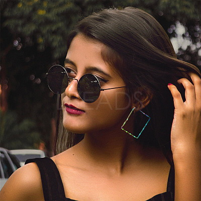 9Pairs 9 Style 304 Stainless Steel Geometric Hoop Earrings STAS-FW0001-21-1