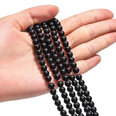 Synthetic Black Stone Beads Strands G-G508-6MM-1