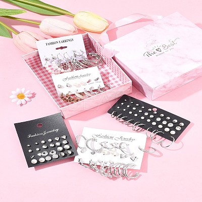 5 Sets 5 Colors Alloy Hoop Earring Sets EJEW-FS0001-23B-1