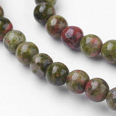 Natural Unakite Bead Strands G-G735-67-4mm-1