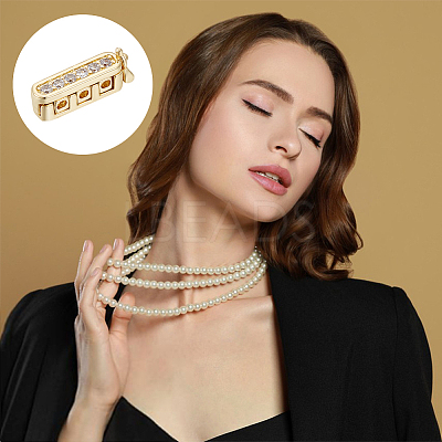 4Pcs 2 Colors Rectangle Brass Micro Pave Clear Cubic Zirconia Twister Clasps ZIRC-DC0001-31-1