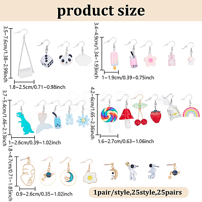 5 Styles Iron Resin Dangle Earring Sets EJEW-UN0002-80-1
