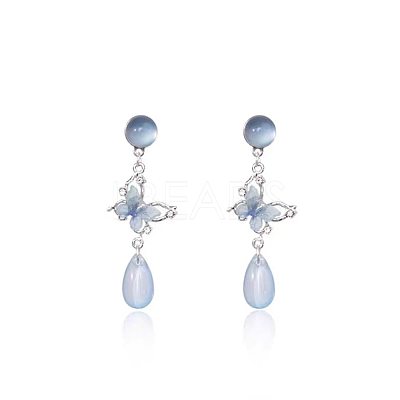 Alloy & Glass Teardrop Stud Earrings WGA7598-01-1