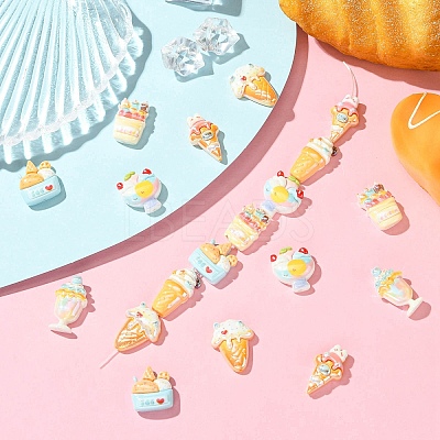 21Pcs 7 Styles Electroplated Resin Beads RESI-CJ0004-62-1