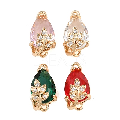 Brass Micro Pave Clear Cubic Zirconia Connector Charms CU-CBA7392-13G-1
