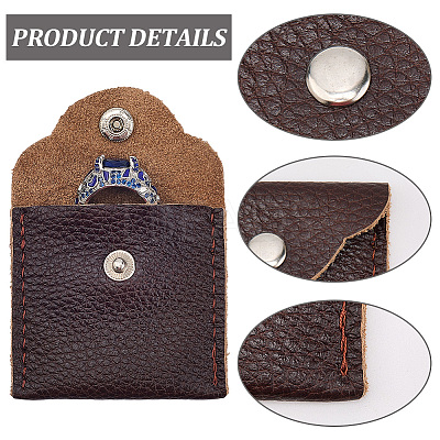 1Pc Square Leather Ring Storage Bags with Snap Button ABAG-CL0001-23-1