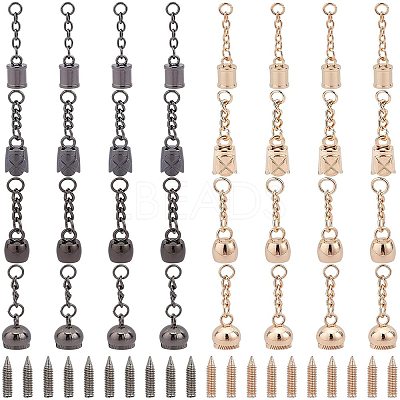 32Pcs 8 Style Alloy Curb Chain Extender FIND-WR0003-33-1