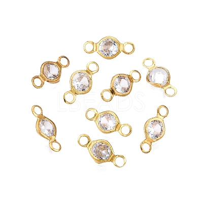 Brass Clear Cubic Zirconia Connector Charms KK-T070-07C-B-1