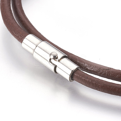 Leather Cord Wrap Bracelets/Necklace BJEW-JB03920-M-1
