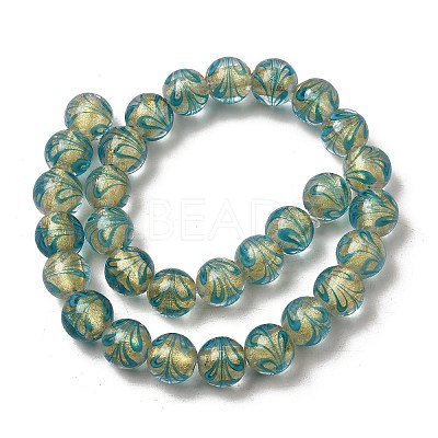 Gold Sand Lampwork Beads Strands LAMP-P071-12mm-06-1