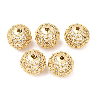 CZ Brass Micro Pave Cubic Zirconia Round Beads ZIRC-L017-05G-1