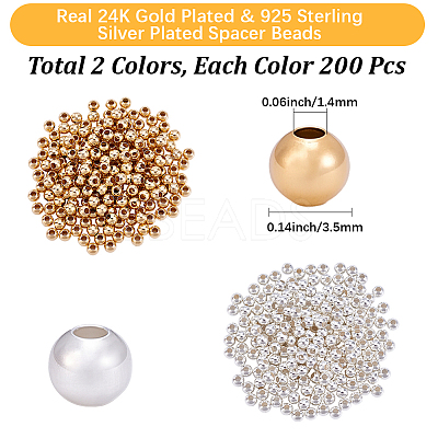 400Pcs 2 Colors Brass Spacer Beads KK-BBC0023-58A-1