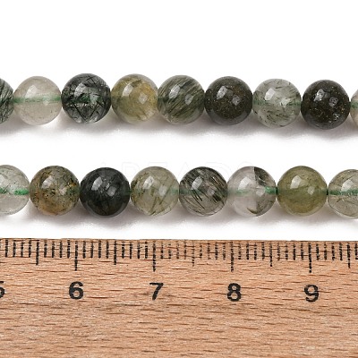 Natural Green Rutilated Quartz Beads Strands G-E561-14-6mm-1