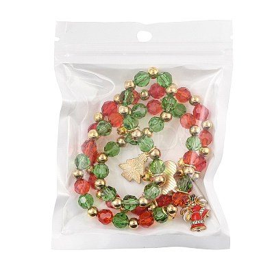 Christmas CCB Plastic & Glass Bead Bracelets BJEW-FS00029-1