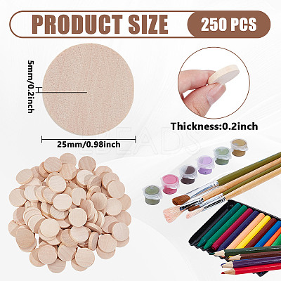 250Pcs 5 Bags Undyed Wood Cabochons WOOD-DR0001-06B-1