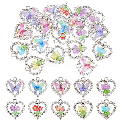 20Pcs 10 Styles Alloy Glass Pendants DIY-HS0002-04-1