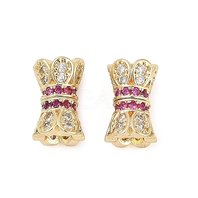 Brass Micro Pave Cubic Zirconia Screw Clasps KK-H202-15G-1