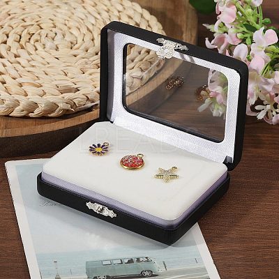 PU Imitation Leather Loose Diamond Storage Boxes with Clear Acrylic Hinged Lid & Beige Velvet Inside AJEW-WH0817-035-1