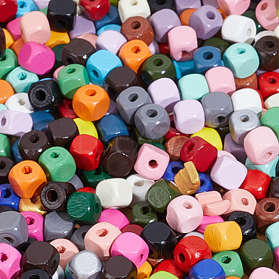 Spray Painted Wooden Beads WOOD-PA0001-53B-1