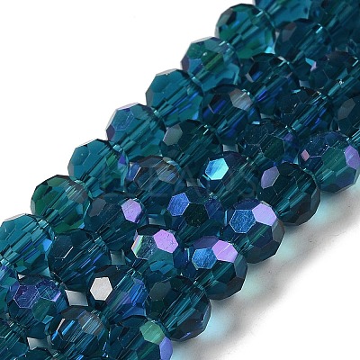Electroplate Transparent Glass Beads Strands X-EGLA-A035-T6mm-L12-1
