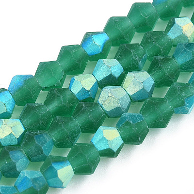 Imitate Austrian Crystal Bicone Frosted Glass Beads Strands GLAA-F029-TM3mm-A10-1