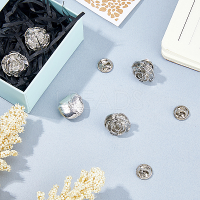 6Pcs Rose Flower Alloy Lapel Pin Backs for Backpack Clothes JEWB-FH0002-97P-1