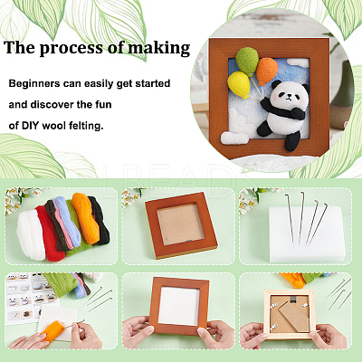 2 Sets 2 Style Panda Photo Frame Needle Felting Kit for Beginners DIY-OC0012-05-1