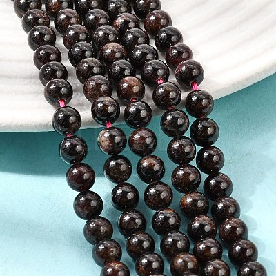 Natural Garnet Gemstone Bead Strands X-G-R263-6mm-1