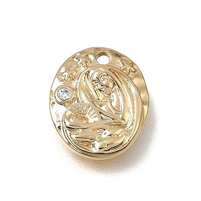 Brass Micro Pave Clear Cubic Zirconia Charms CU-CBA7960-10G-1