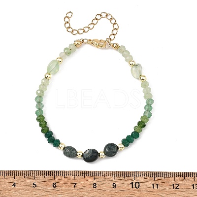 Dyed Natural Malaysia Jade & Moss Agate & Prehnite Nuggets & Rondelle Beaded Bracelets for Women BJEW-JB14090-02-1