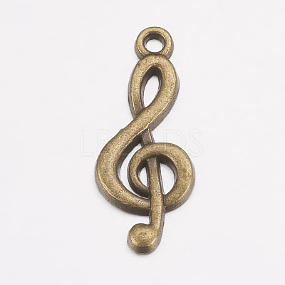 Tibetan Style Treble Clef Pendants TIBEP-R315-AB-FF-1