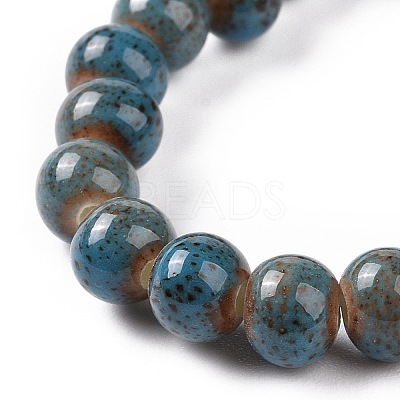 Handmade Fancy Antique Glazed Porcelain Ceramic Round Beads Strands X-PORC-L019-6mm-11-1