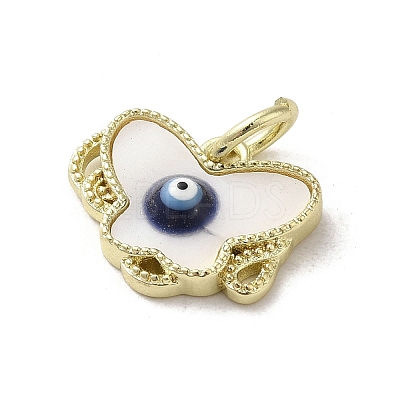 Evil Eye Enamel Shell Brass Butterfly Charms with Jump Rings KK-E092-27G-04-1