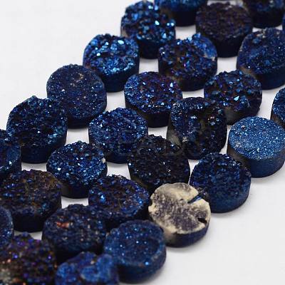 Electroplated Natural & Dyed Druzy Agate Bead Strands G-N0169-004E-03-1