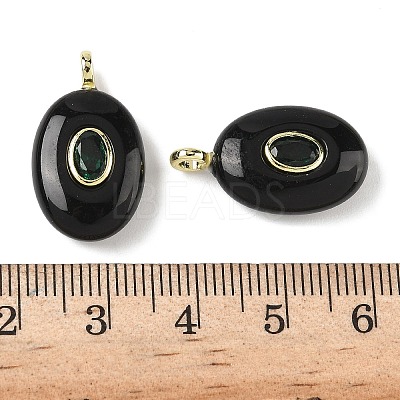 Natural Obsidian & Cubic Zirconia Pendants G-Z076-01G-19-1
