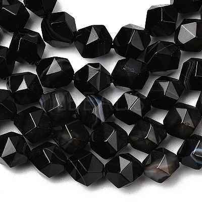 Natural Black Banded Agate/Striped AgateBeads Strands G-Z119-A03-02-1