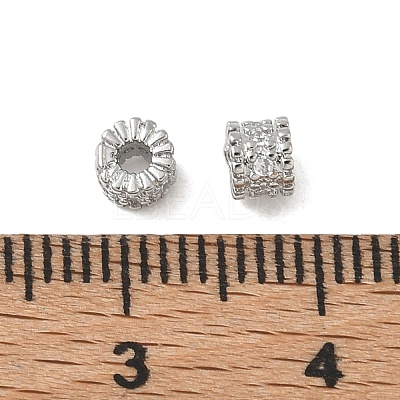 Brass Micro Pave Clear Cubic Zirconia Spacer Beads CU-CBAC675-02P-1