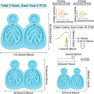 DIY Leaf Dangle Stud Earrings Silicone Molds DIY-OC0003-96-1