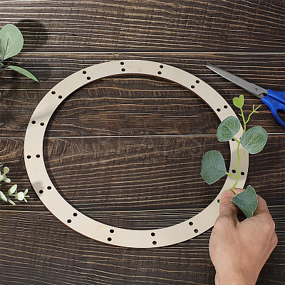6Pcs Unfinished Wooden Hanging Wreath Frame WOCR-WR0001-02-1